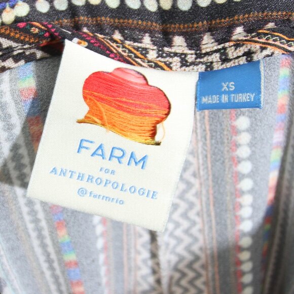 Farm Rio for Anthropologie Satin Wide-Leg Pants Black Stripe Geo Print Size XS - Picture 13 of 14